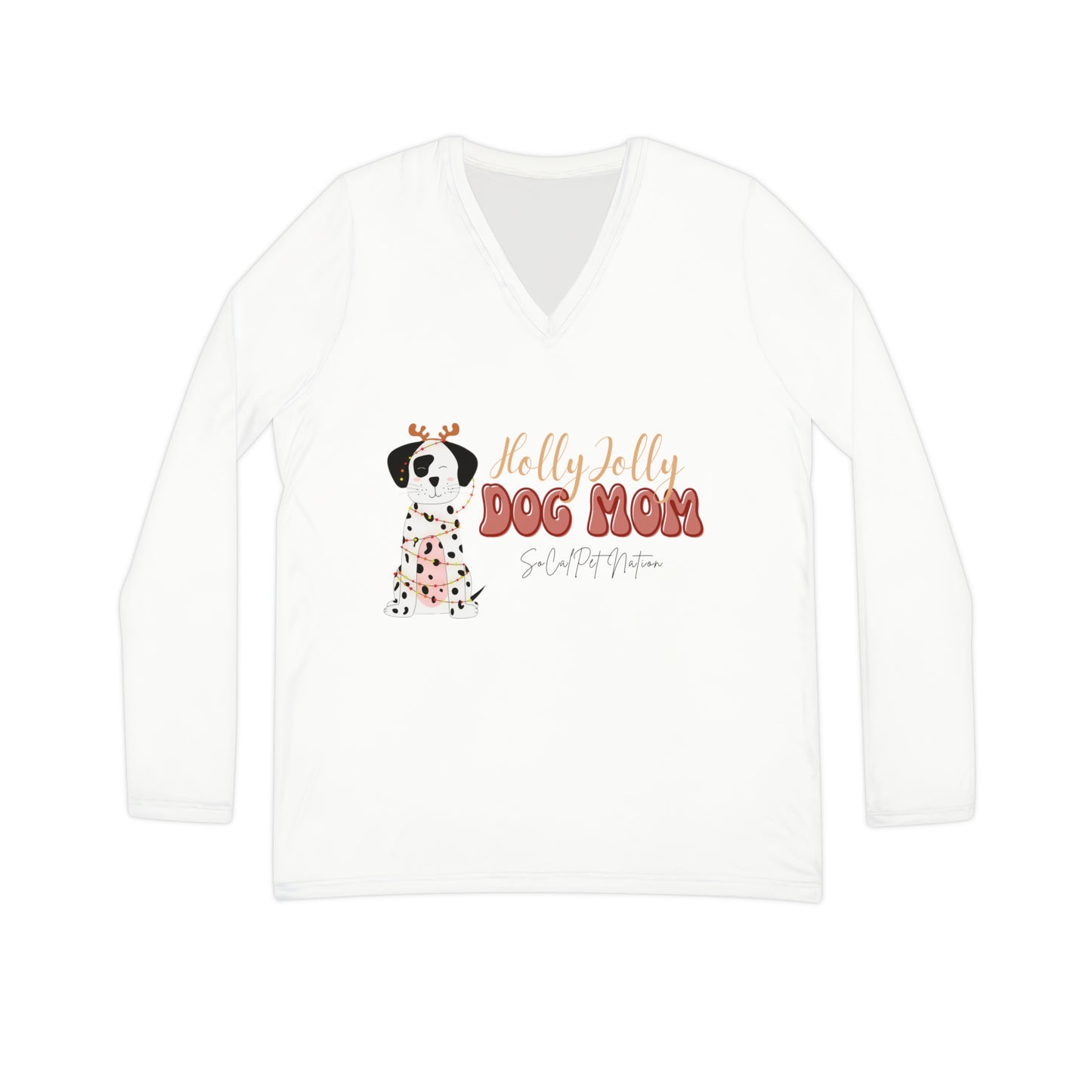 “Holly Jolly Dog Mom” Long Sleeve V-neck