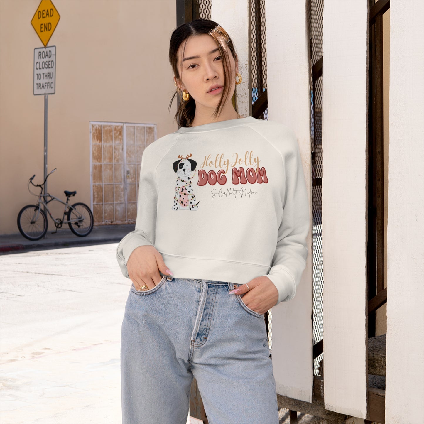 “Holly Jolly Dog Mom” Cropped Crewneck