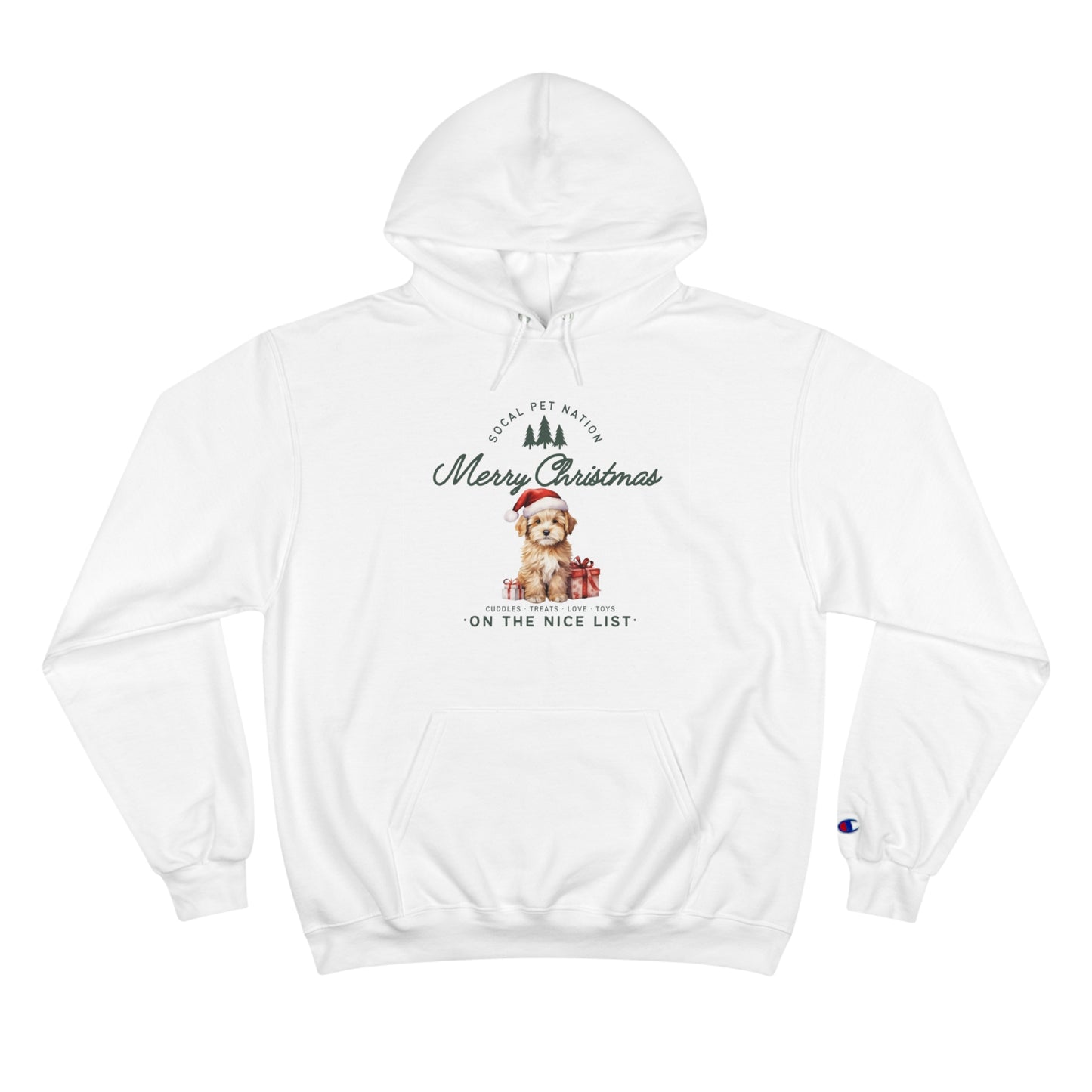 “On the Nice List Puppy” Champion Hoodie