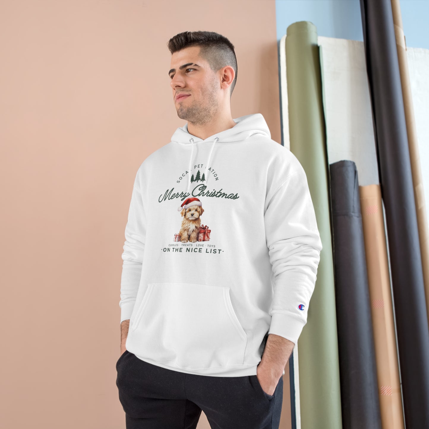 “On the Nice List Puppy” Champion Hoodie