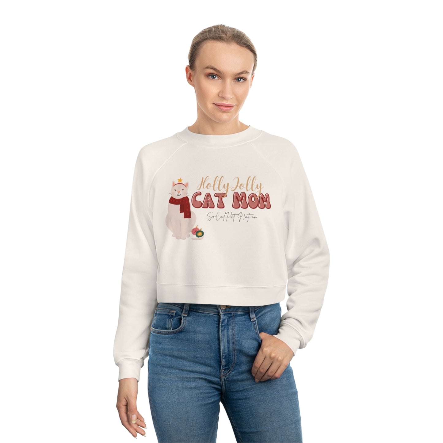 “Holly Jolly Cat Mom” Cropped Crewneck