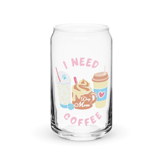 "I Need Coffee" Glass