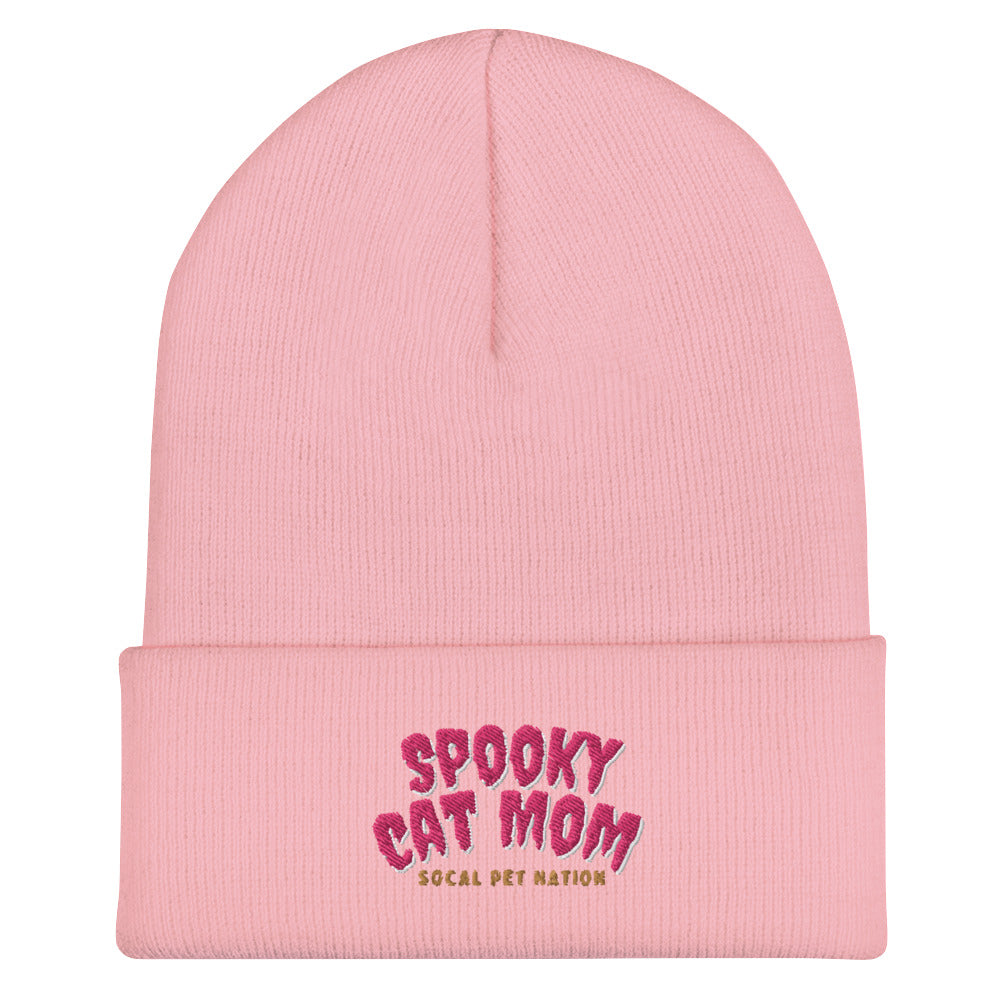 “Spooky Cat Mom” Cuffed Beanie