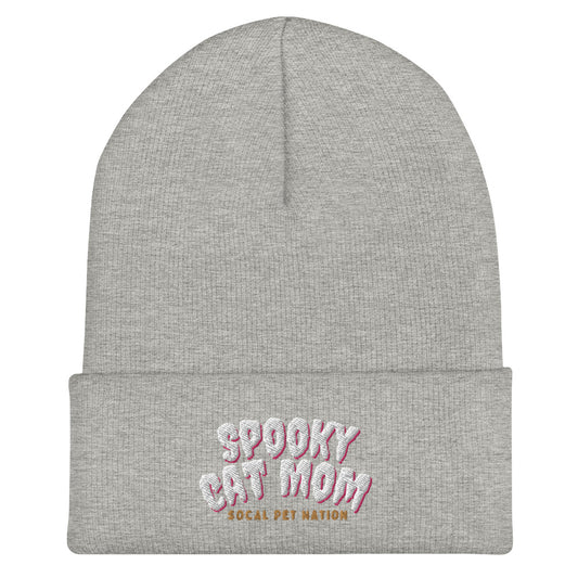 “Spooky Cat Mom” Cuffed Beanie