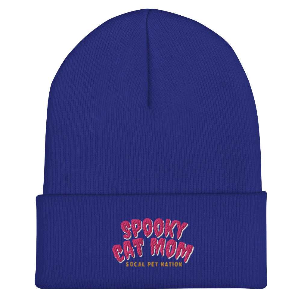 “Spooky Cat Mom” Cuffed Beanie