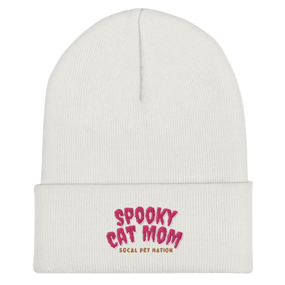 “Spooky Cat Mom” Cuffed Beanie