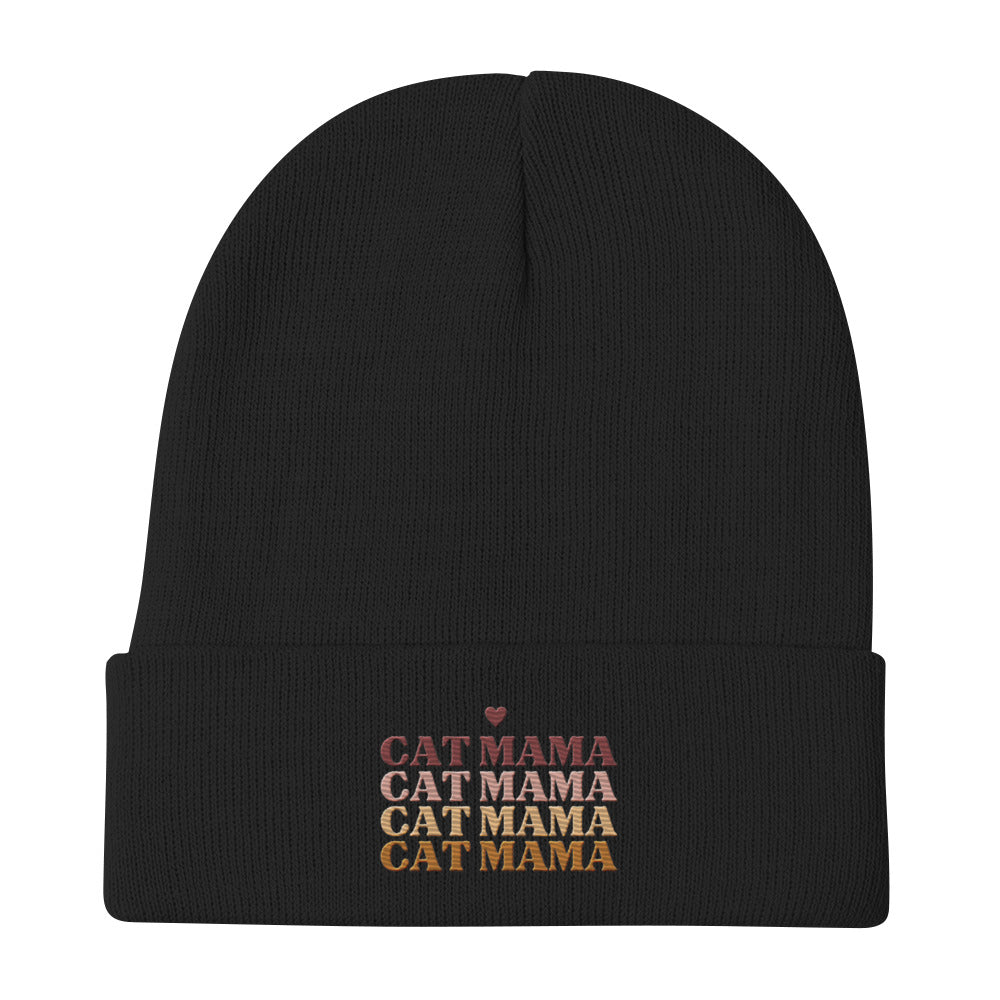 “Cat Mama” Embroidered Beanie