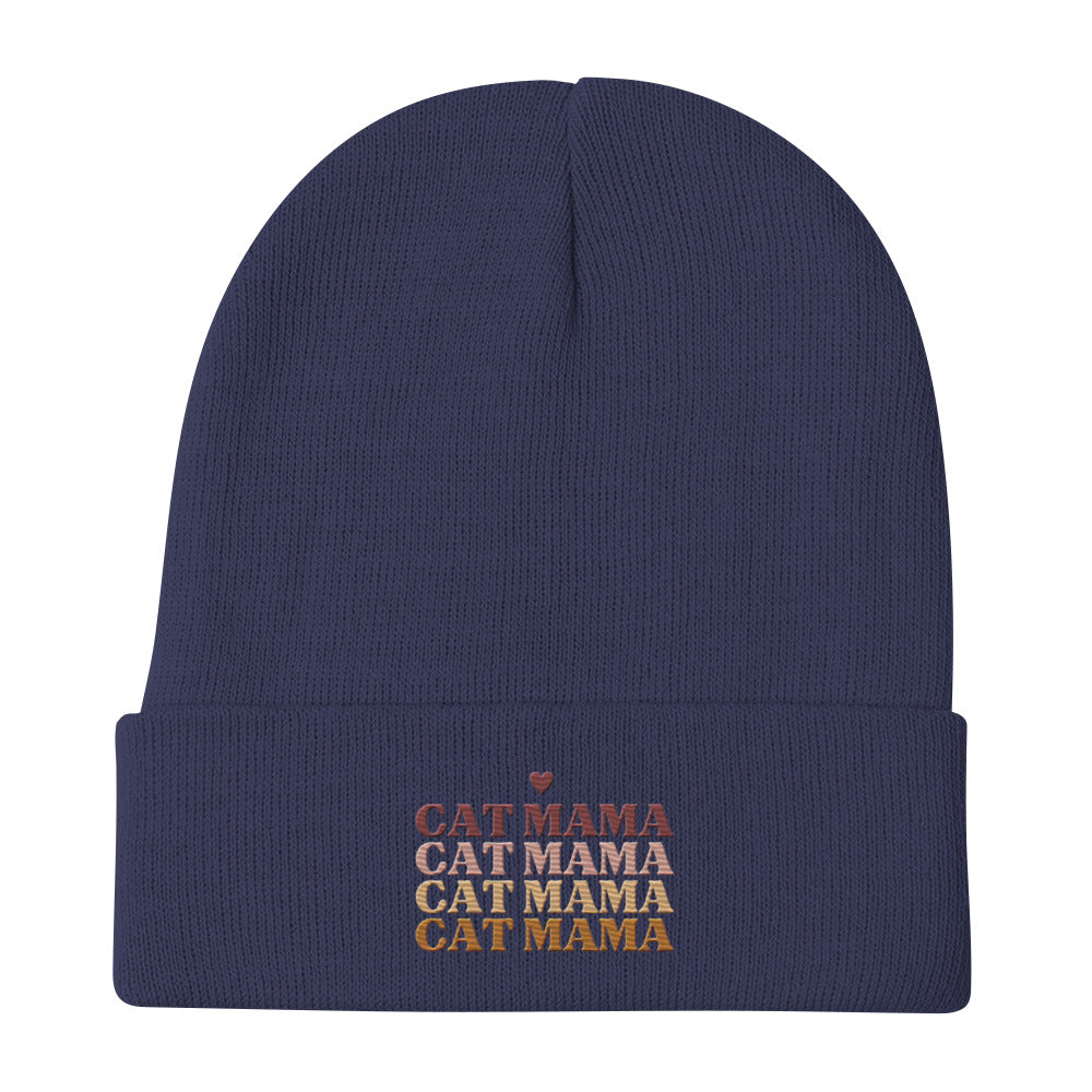 “Cat Mama” Embroidered Beanie