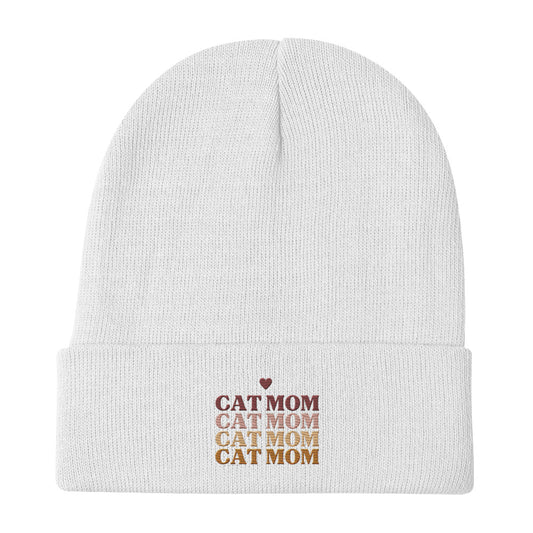 “Cat Mom” Embroidered Beanie