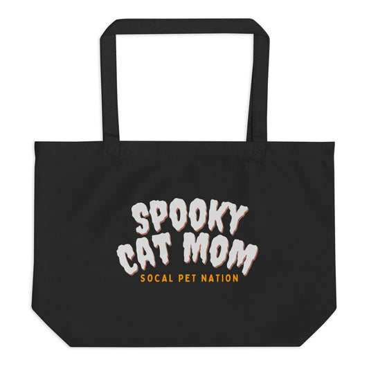 “Spooky Cat Mom” Large Organic Tote Bag