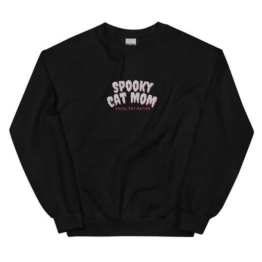 “Spooky Cat Mom” Embroidered Sweatshirt