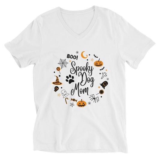 "Spooky Dog Mom" Unisex Short Sleeve V-Neck T-Shirt